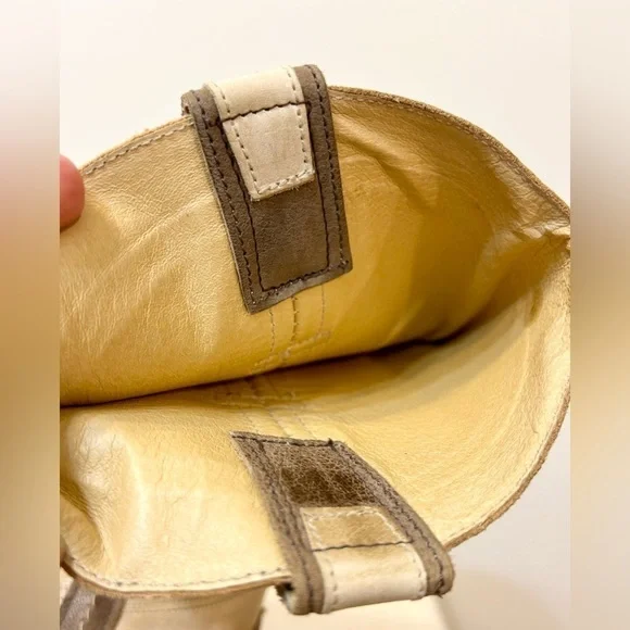 Sendra Handmade Leather Cowboy Boots in Cream and Brown Size 6.5